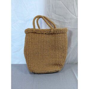 Vtg Sisal Woven Market Bag Top Carry Handle Bohemian Gypsy Hippie Natural Fibers